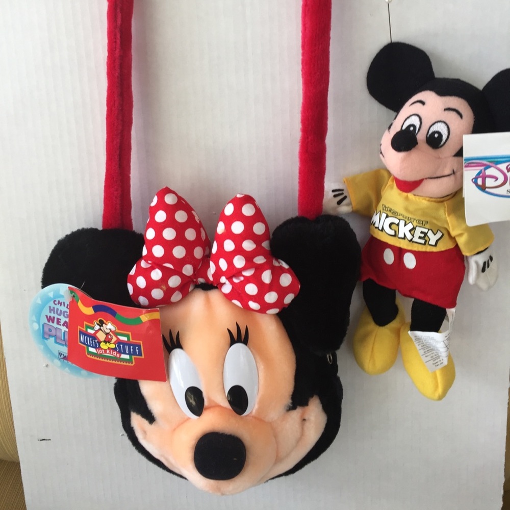 Minnie Mouse plush purse and Mickey beanie